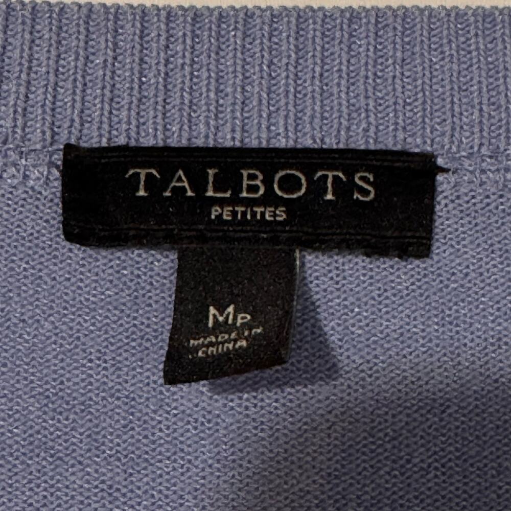 Talbots Petites Light Blue V Neck Lightweight Knit Sweater PM Soft Casual - Picture 3 of 6